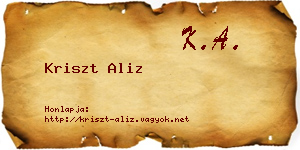 Kriszt Aliz névjegykártya